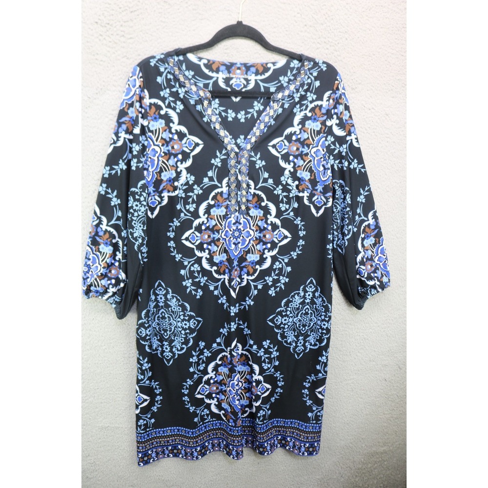 Soft Surroundings Long Puff SleeveSilky Kauri Midi Dress-Size Medium-BOHO